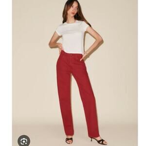 Reformation The Magnolia Mid Rise Bow Jeans Red Size 28